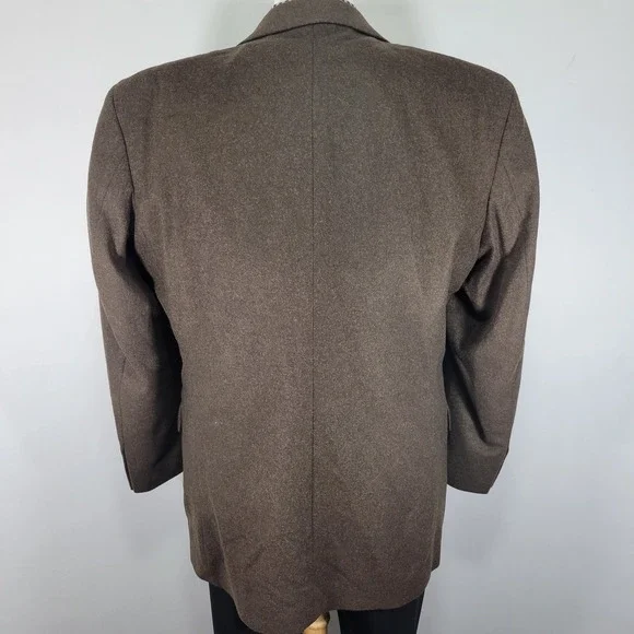Mark Alexander Men's Sport Coat Blazer Brown Flannel Cashmere Blend 44L